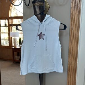 American Eagle Outfitters Pale Blue Muscle Tee with Hood